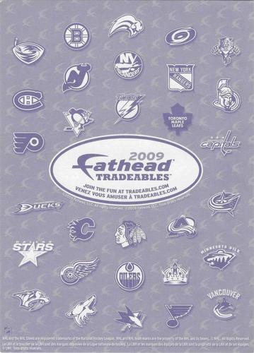 2009 Fathead NHL Tradeables #13 Joe Thornton Back