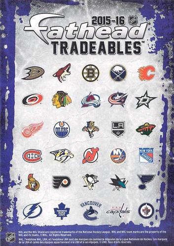 2015-16 Fathead NHL Tradeables #13 Jiri Hudler Back
