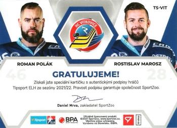 2021-22 SportZoo Tipsport ELH - Team Power Autographs #TS-VIT Roman Polak / Rostislav Marosz Back