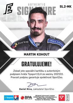 2021-22 SportZoo Tipsport ELH - Signed Stars Level 2 #SL2-MK Martin Kohout Back