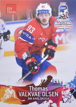 2017 BY Cards IIHF World Championship #NOR/2017-24 Thomas Valkvae Olsen Front