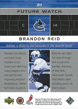 2002-03 Upper Deck Rookie Update - 2002-03 SP Authentic Update #211 Brandon Reid Back
