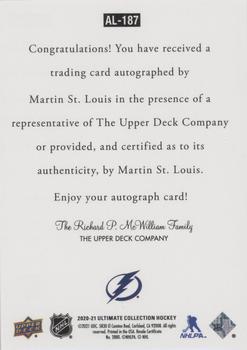 2020-21 Upper Deck Ultimate Collection - 1997 Ultimate Legends Signatures #AL-187 Martin St. Louis Back