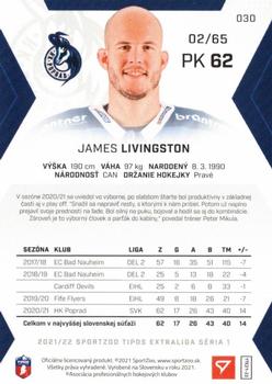 2021-22 SportZoo Tipos Extraliga - Blue #030 James Livingston Back