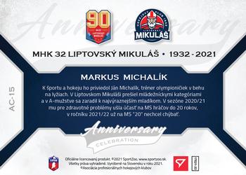 2021-22 SportZoo Tipos Extraliga - Anniversary Celebration #AC-15 Markus Michalik Back