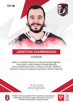 2021-22 SportZoo Tipos Extraliga - Team Power #TP-18 Jonathan Charbonneau Back