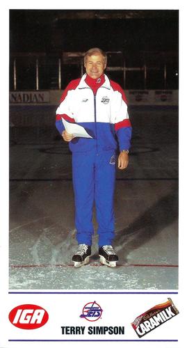 1991-92 IGA Winnipeg Jets #NNO Terry Simpson Front