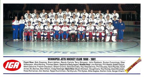 1991-92 IGA Winnipeg Jets #NNO Winnipeg Jets Front