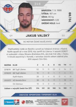 2021-22 SportZoo Tipsport ELH - Blue #249 Jakub Valsky Back