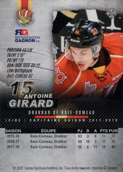 2021-22 Extreme Baie-Comeau Drakkar (QMJHL) Captain Series #7 Antoine Girard Back
