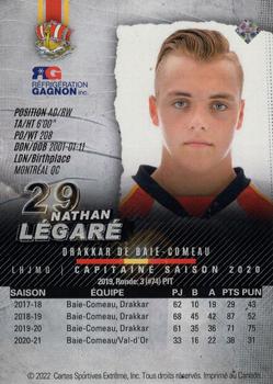 2021-22 Extreme Baie-Comeau Drakkar (QMJHL) Captain Series #18 Nathan Legare Back
