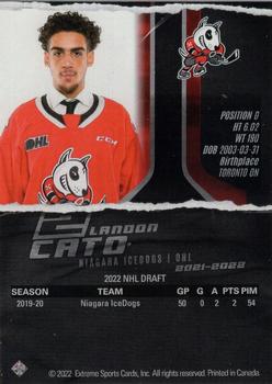 2021-22 Extreme Niagara IceDogs (OHL) #1 Landon Cato Back