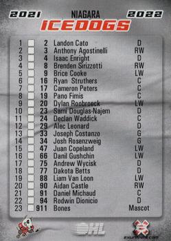 2021-22 Extreme Niagara IceDogs (OHL) #24 Team Photo / Header Card Back