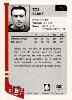 2004-05 In The Game Franchises Canadian - SportsFest Chicago #53 Toe Blake Back