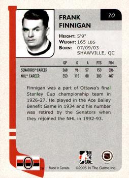 2004-05 In The Game Franchises Canadian - SportsFest Chicago #70 Frank Finnigan Back