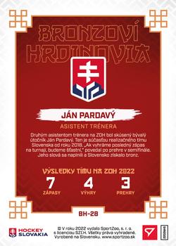 2022 SportZoo Hokejové Slovensko - Bronzovi Hrdinovia #BH-28 Jan Pardavy Back
