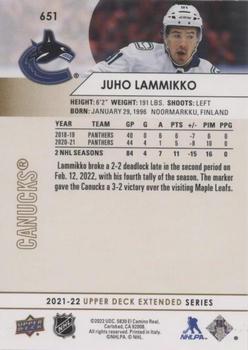 2021-22 Upper Deck - Silver Foil #651 Juho Lammikko Back