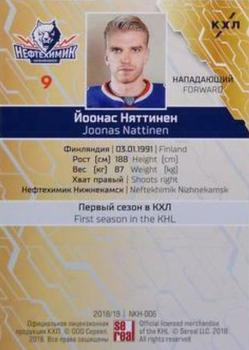 2018-19 Sereal KHL The 11th Season Collection - Red Folio #NKH-006 Joonas Nattinen Back