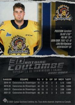 2021-22 Extreme Shawinigan Cataractes (QMJHL) #7 Antoine Coulombe Back