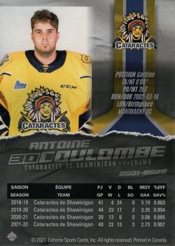 2021-22 Extreme Shawinigan Cataractes (QMJHL) - Autographs #7 Antoine Coulombe Back