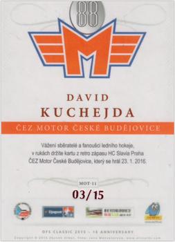 2015-16 OFS Classic Série II - ČEZ Motor České Budějovice Signature #MOT-11 David Kuchejda Back