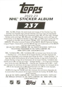2022-23 Topps NHL Sticker Collection #237 Tobias Bjornfot Back