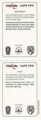 1986-87 Washington Capitals Police - Panels #NNO Al Jensen / Pete Peeters Back