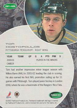 2001-02 Be a Player Update - 2001-02 Parkhurst Update #342 Tom Kostopoulos Back