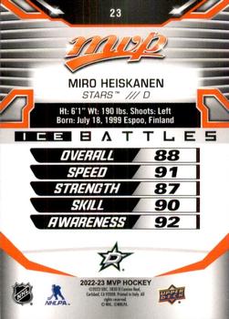 2022-23 Upper Deck MVP - Ice Battles #23 Miro Heiskanen Back