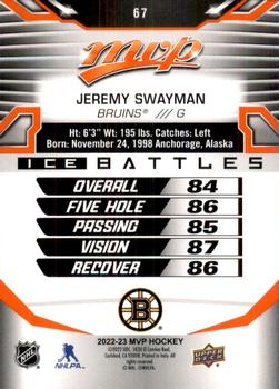 2022-23 Upper Deck MVP - Ice Battles #67 Jeremy Swayman Back