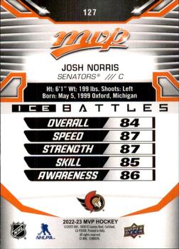 2022-23 Upper Deck MVP - Ice Battles #127 Josh Norris Back