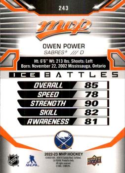 2022-23 Upper Deck MVP - Ice Battles #243 Owen Power Back