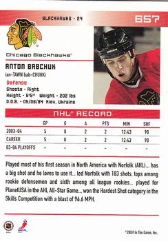 2003-04 Be A Player Update - 2003-04 In The Game Action Update #657 Anton Babchuk Back