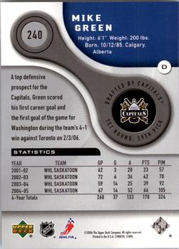 2005-06 Upper Deck Rookie Update - 2005-06 SP Game Used Update #240 Mike Green Back