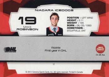 2012-13 Extreme Niagara IceDogs (OHL) Autographs #12 Mike Robinson Back