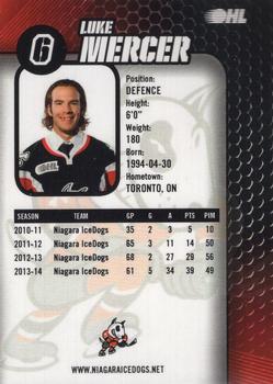 2014-15 Niagara IceDogs (OHL) Autographs #NNO Luke Mercer Back