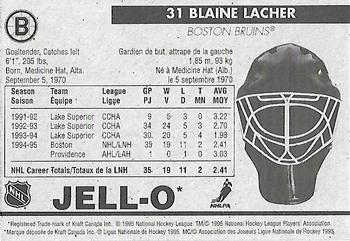 1995-96 Kraft - Jell-O Gelatin Crease Keepers Standard Size #NNO Blaine Lacher  Back