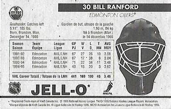 1995-96 Kraft - Jell-O Gelatin Crease Keepers Mini Size #NNO Bill Ranford  Back