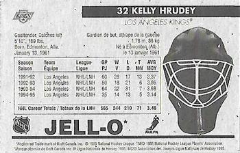 1995-96 Kraft - Jell-O Gelatin Crease Keepers Mini Size #NNO Kelly Hrudey  Back