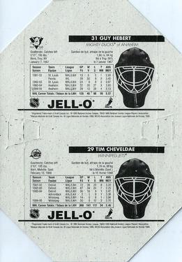 1995-96 Kraft - Jell-O Gelatin Crease Keepers Mini Size Uncut Panels #NNO Guy Hebert / Tim Cheveldae Back