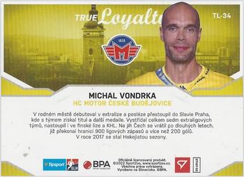 2021-22 SportZoo Tipsport ELH - True Loyalty Limited Red #TL-34 Michal Vondrka Back