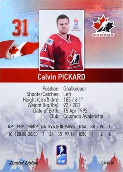 2016 BY Cards IIHF World Championship (Unlicensed) - Gold Medal Winner #CAN-L01 Calvin Pickard Back