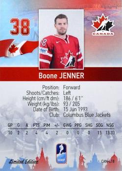 2016 BY Cards IIHF World Championship (Unlicensed) - Gold Medal Winner #CAN-L18 Boone Jenner Back