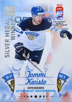 2016 BY Cards IIHF World Championship (Unlicensed) - Silver Medal Winner #FIN-L04 Tommi Kivisto Front