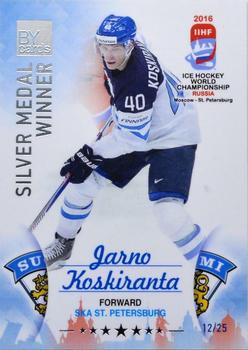 2016 BY Cards IIHF World Championship (Unlicensed) - Silver Medal Winner #FIN-L17 Jarno Koskiranta Front