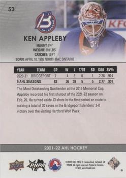 2021-22 Upper Deck AHL - Blue #53 Ken Appleby Back