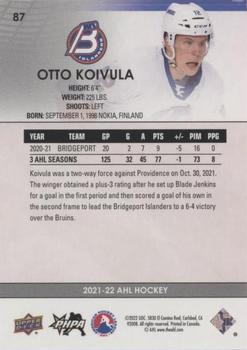 2021-22 Upper Deck AHL - Blue #87 Otto Koivula Back