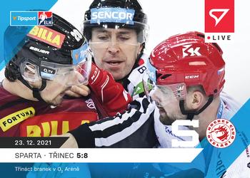 2021-22 SportZoo Live Tipsport ELH #L-067 HC Sparta Praha - HC Ocelari Trinec 5:8 Front