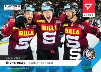 2021-22 SportZoo Live Tipsport ELH #L-127 Ctvrtfinale: HC Sparta Praha - Bili Tygri Liberec Front