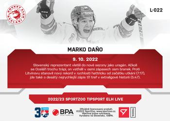 2022-23 SportZoo Live Tipsport ELH #L-022 Marko Dano Back